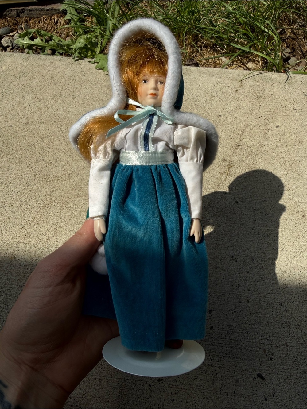 Russ Teal & White Hooded Doll with Red Hair